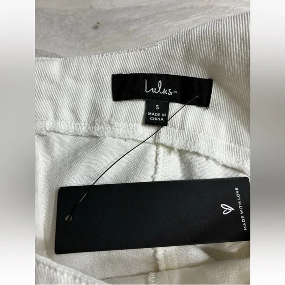 Lulus  Ivory Denim Corset Seam Mini Dress size Small NWT - Picture 6 of 9